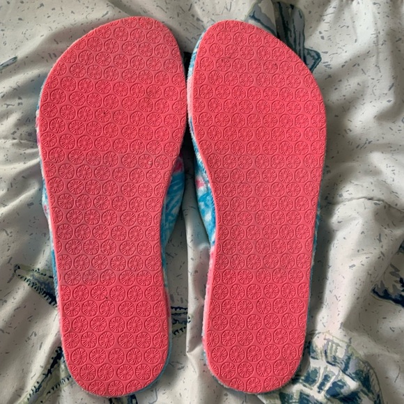 Lilly Pulitzer Pink and Blue Floral Slippers size 9/10 - Picture 2 of 2